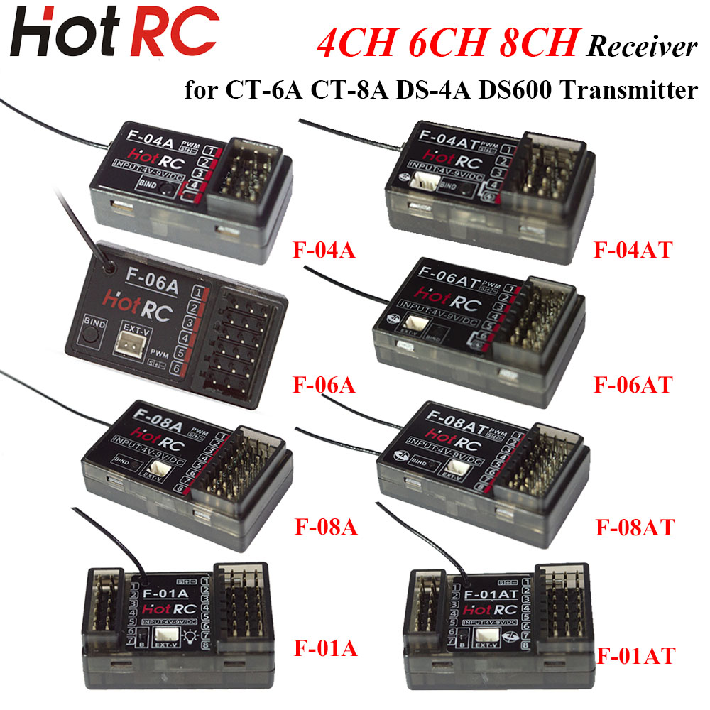 Rc Boat - Приемник HOTRC 2.4ГГц 4/6/8-канальный F-04A F-06AT